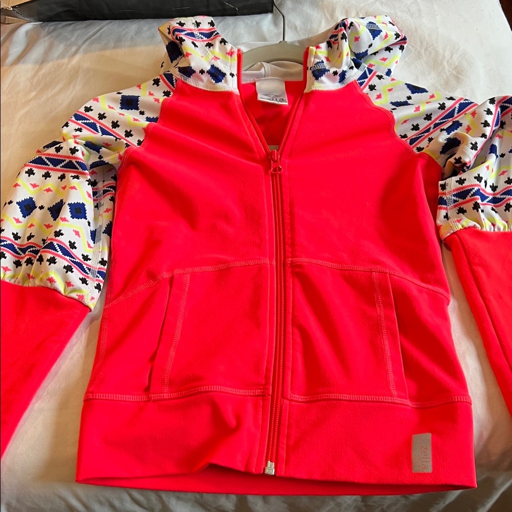 Zella Girl Bright Pink Jacket with Patterned Accents